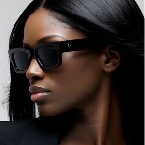 Square Frame Sunglasses Retro Vintage Thick Frame Fashion Shades Women Female
